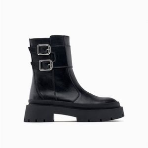 Price Firm - ZARA Leather Buckled Boots (2151/110)